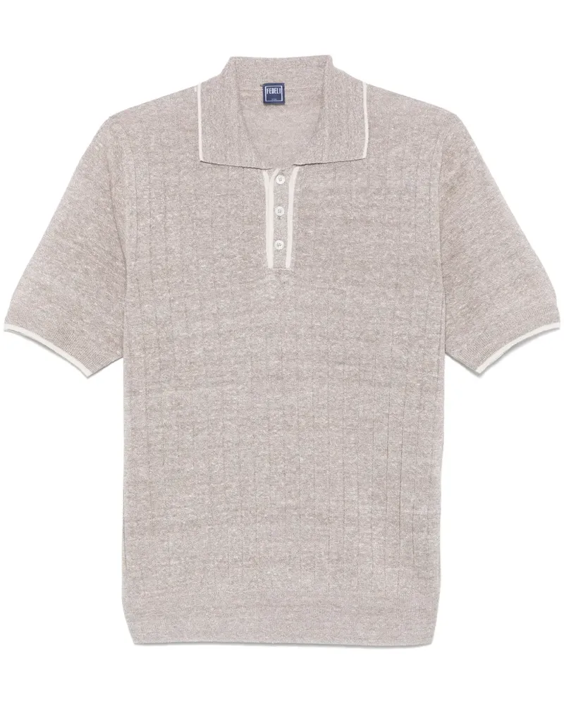 Fedeli Poloshirt aus geripptem Strick - Braun Braun