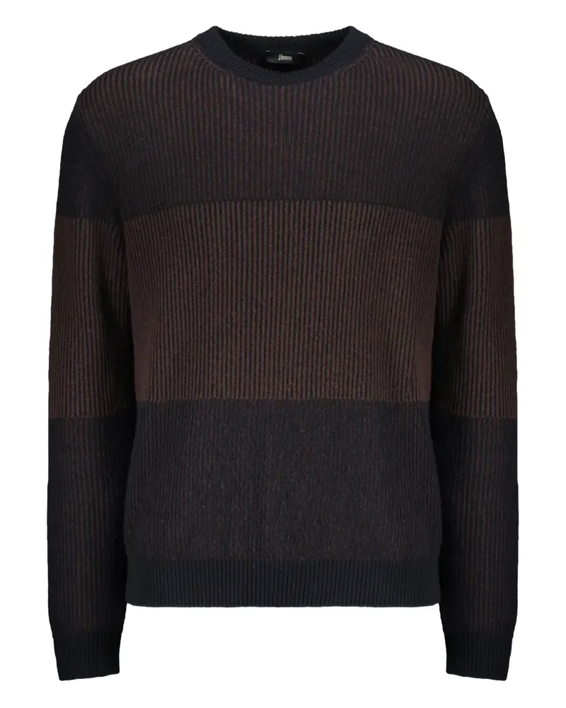 Herno Gerippter Pullover in Colour-Block-Optik - Braun Braun