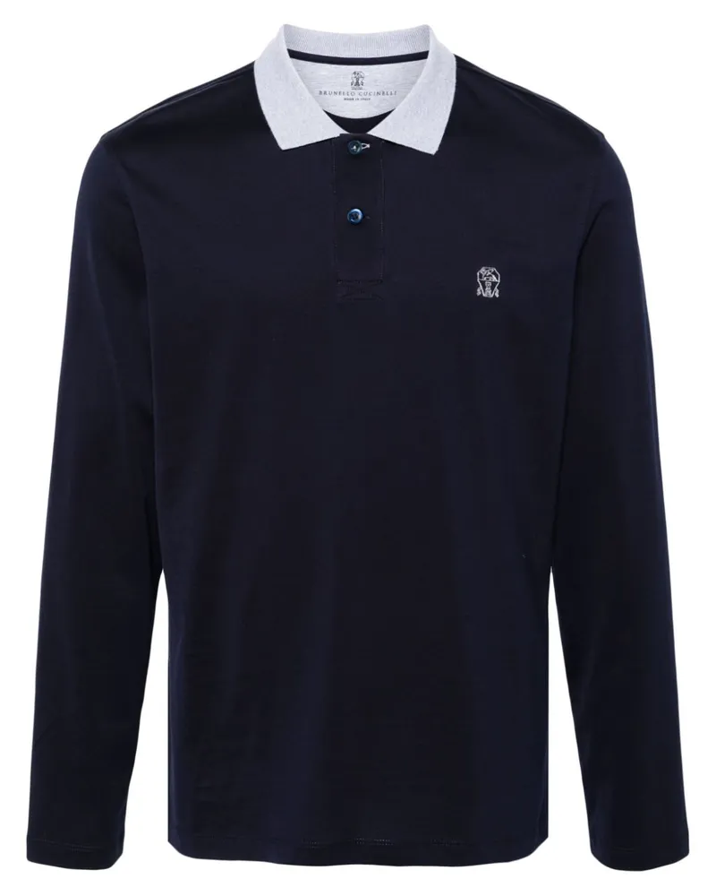 Brunello Cucinelli Poloshirt mit Logo-Stickerei - Blau Blau