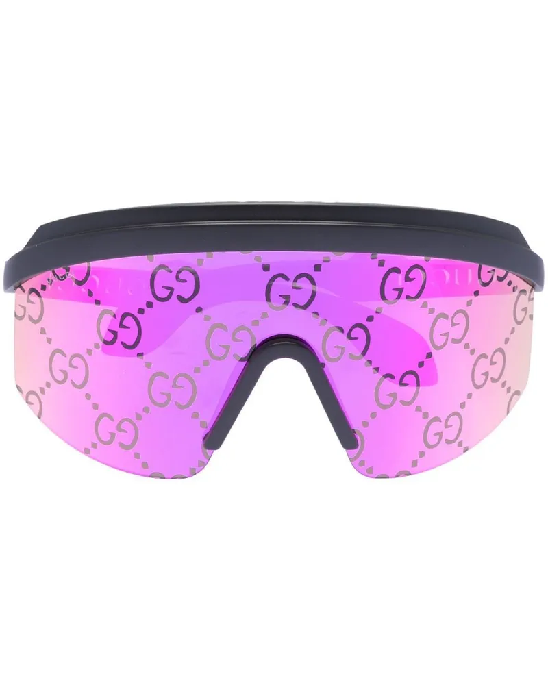Gucci Sonnenbrille mit breitem Gestell - Schwarz Schwarz