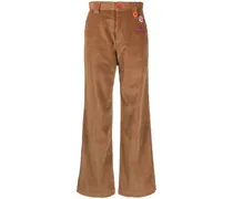 Cordhose mit hohem Bund - Braun