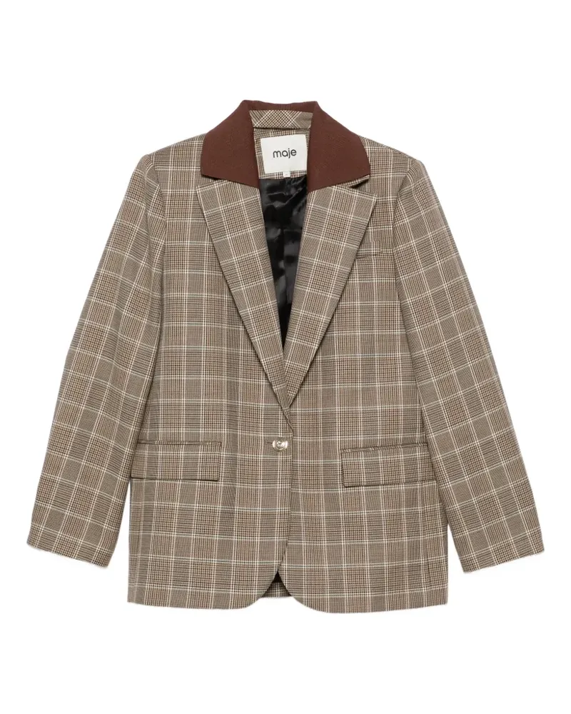 Maje checked removable-collar blazer - Braun Braun