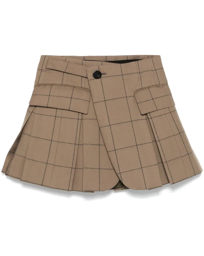 Sacai Shorts mit Windowpane-Karo - Braun Braun