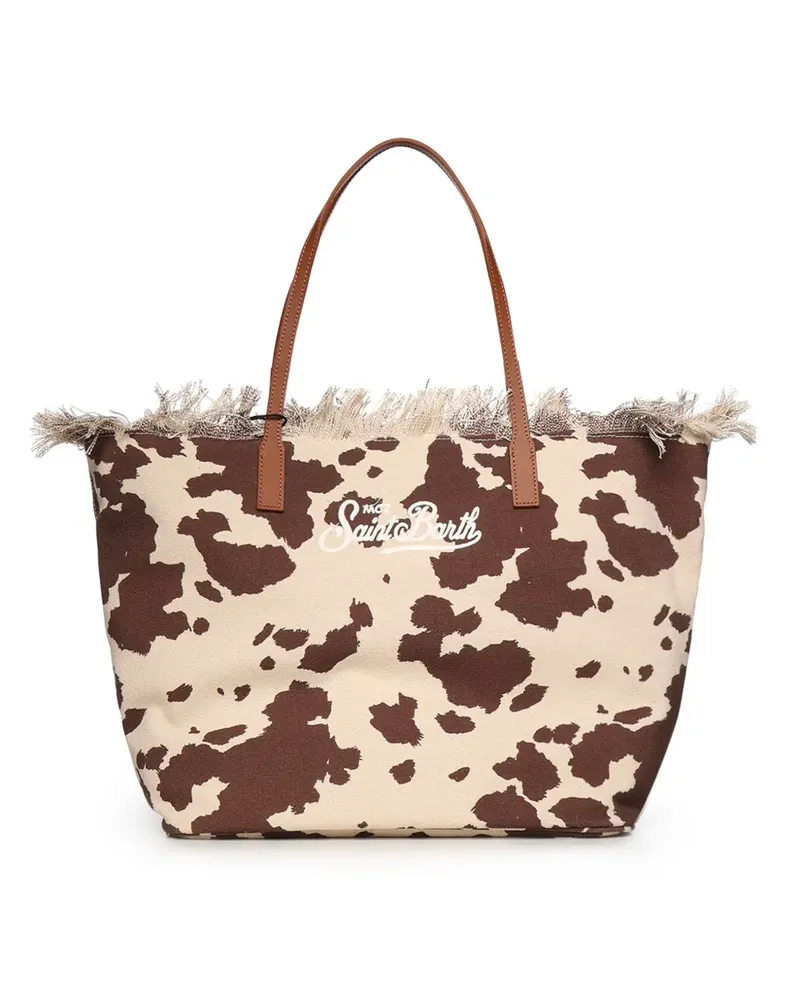 MC2 Saint Barth Tote Bag mit Kuh-Print und Fransen - Nude Nude