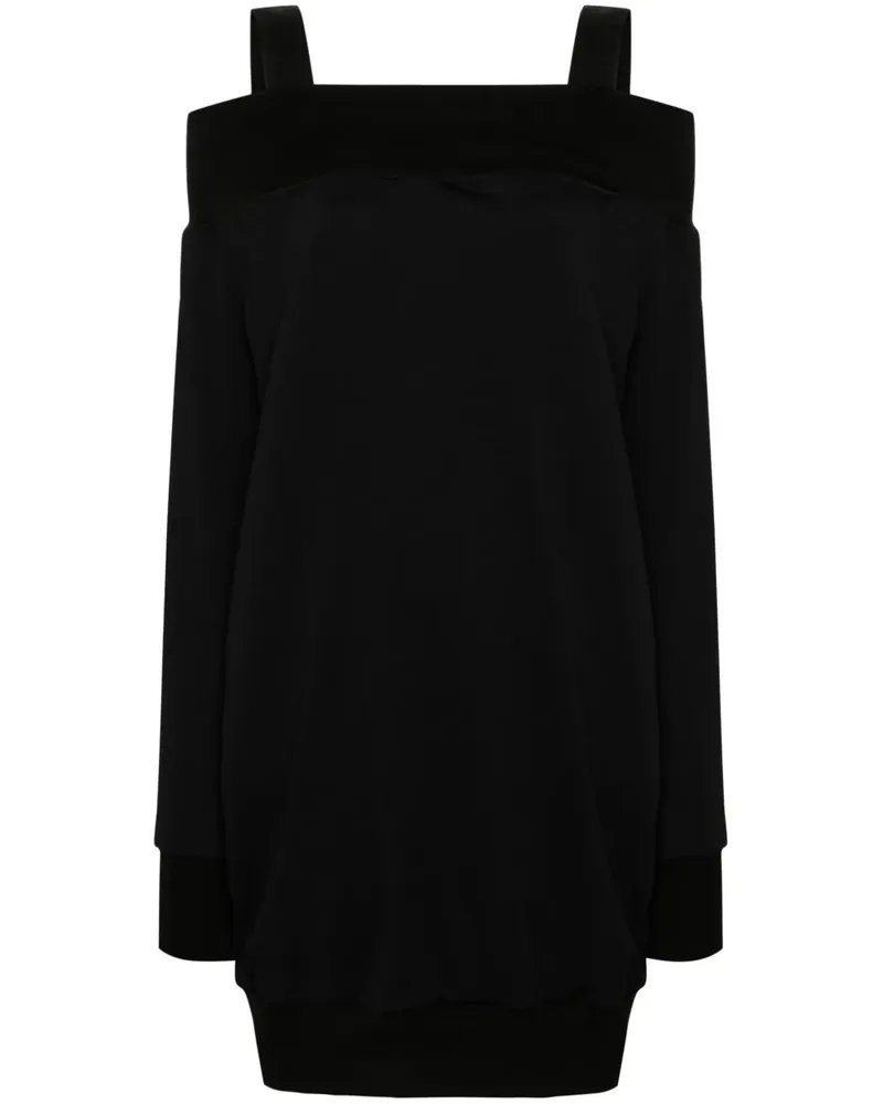 Yohji Yamamoto Cady-Midikleid mit eckigem Ausschnitt - Schwarz Schwarz