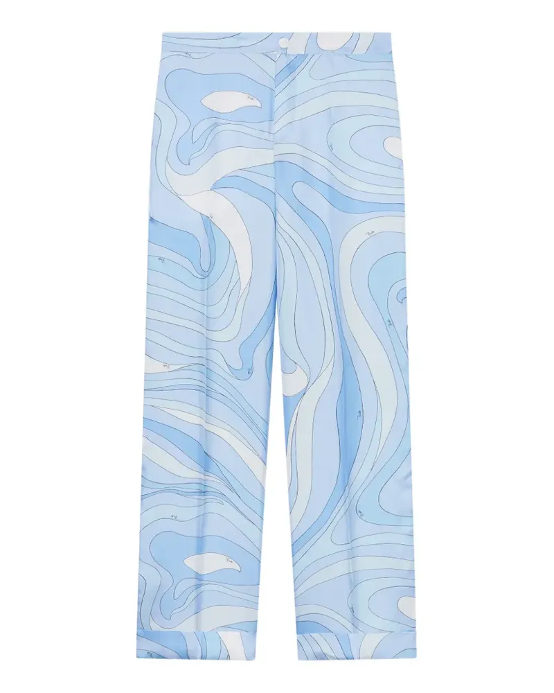 Emilio Pucci Seiden-Palazzohose mit Marmo-Print - Blau Blau