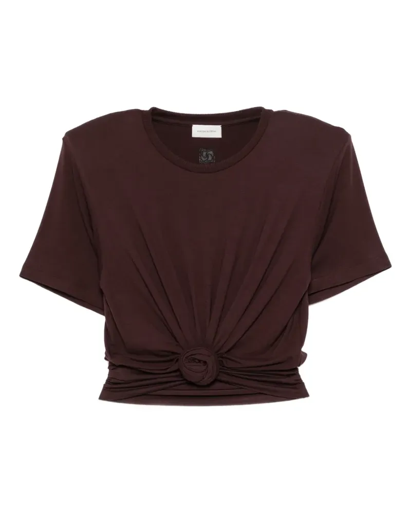 Magda Butrym T-Shirt mit Knotendetail - Braun Braun