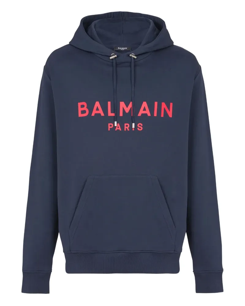 Balmain Hoodie mit Logo-Print - Blau Blau
