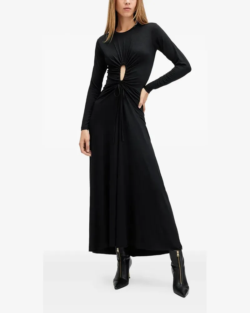AllSaints Maxikleid mit Raffungen - Schwarz Schwarz
