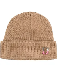 Dsquared2 Gestrickte Beanie mit Logo-Schild Nude