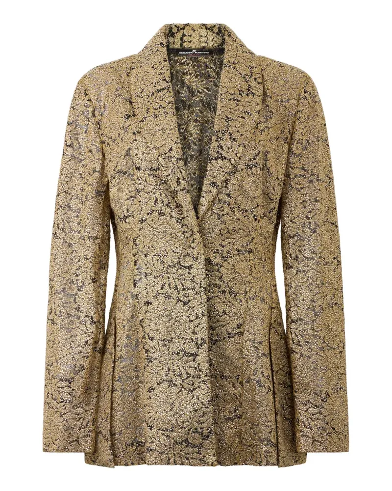 Ermanno Scervino lace-overlay tailored jacket - Gold Gold