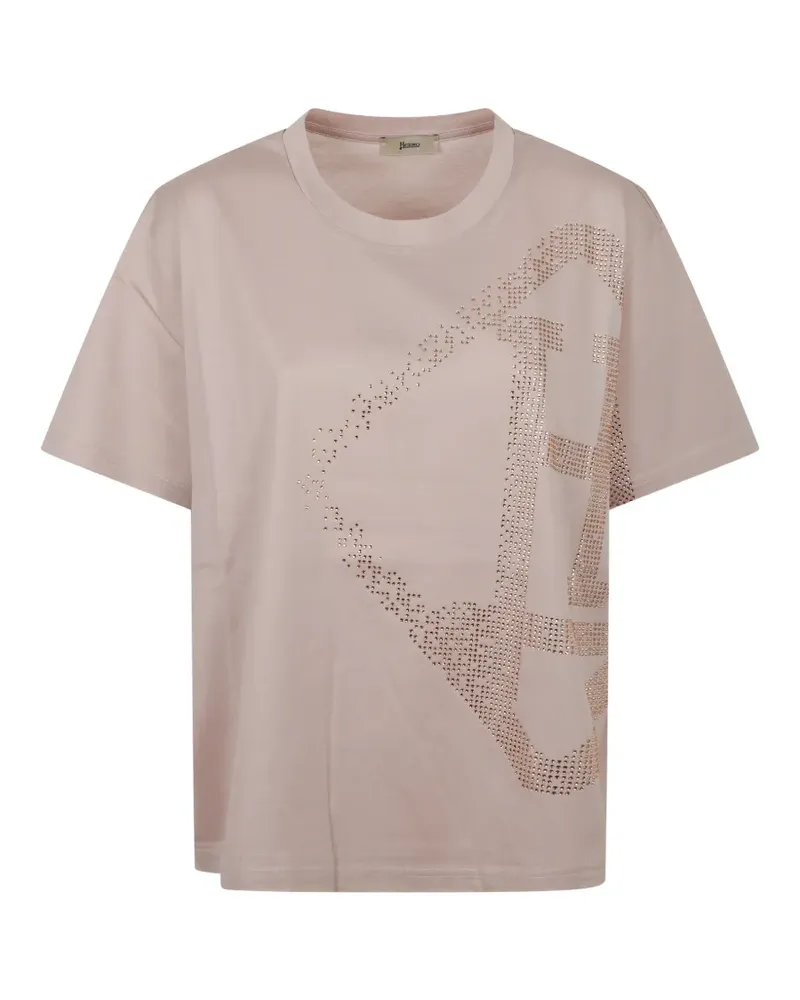 Herno rhinestone-embellished logo t-shirt - Rosa Rosa