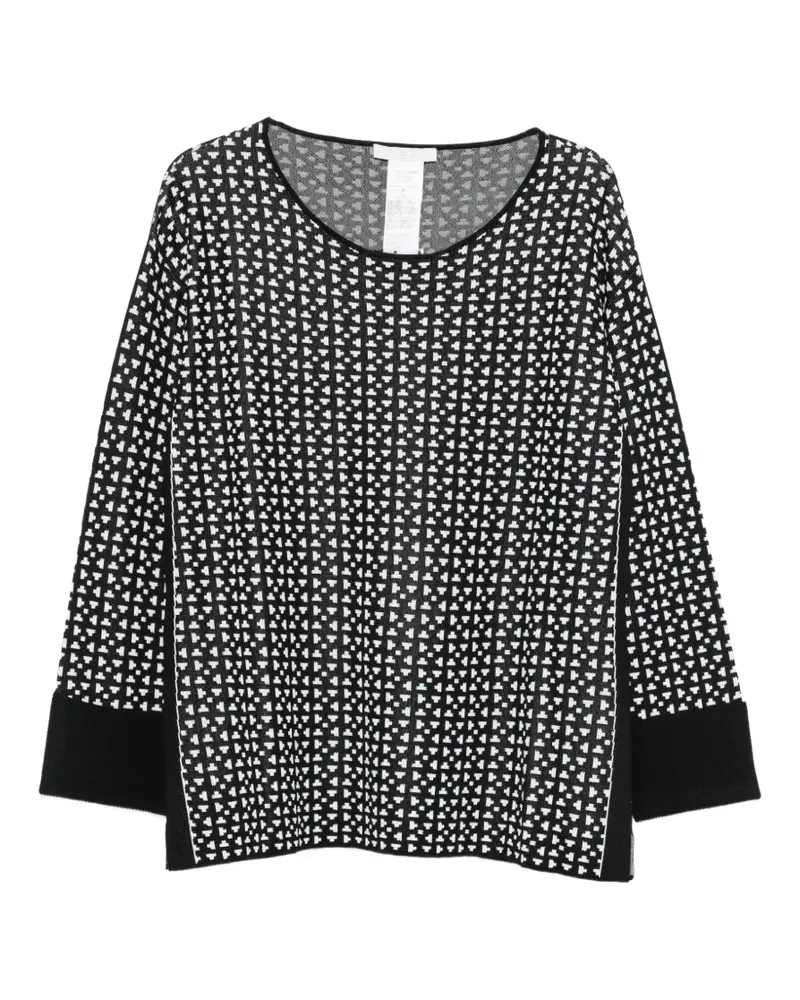 Marina Rinaldi geometric-pattern long-sleeve sweater - Schwarz Schwarz