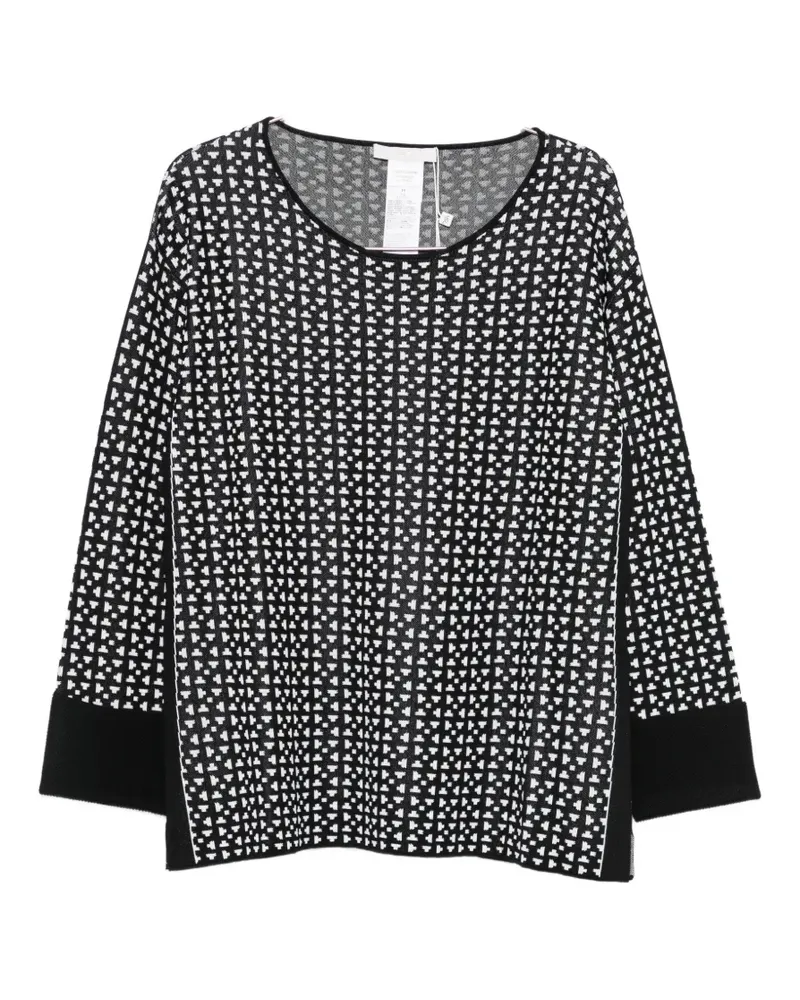 Marina Rinaldi geometric-pattern long-sleeve sweater - Schwarz Schwarz