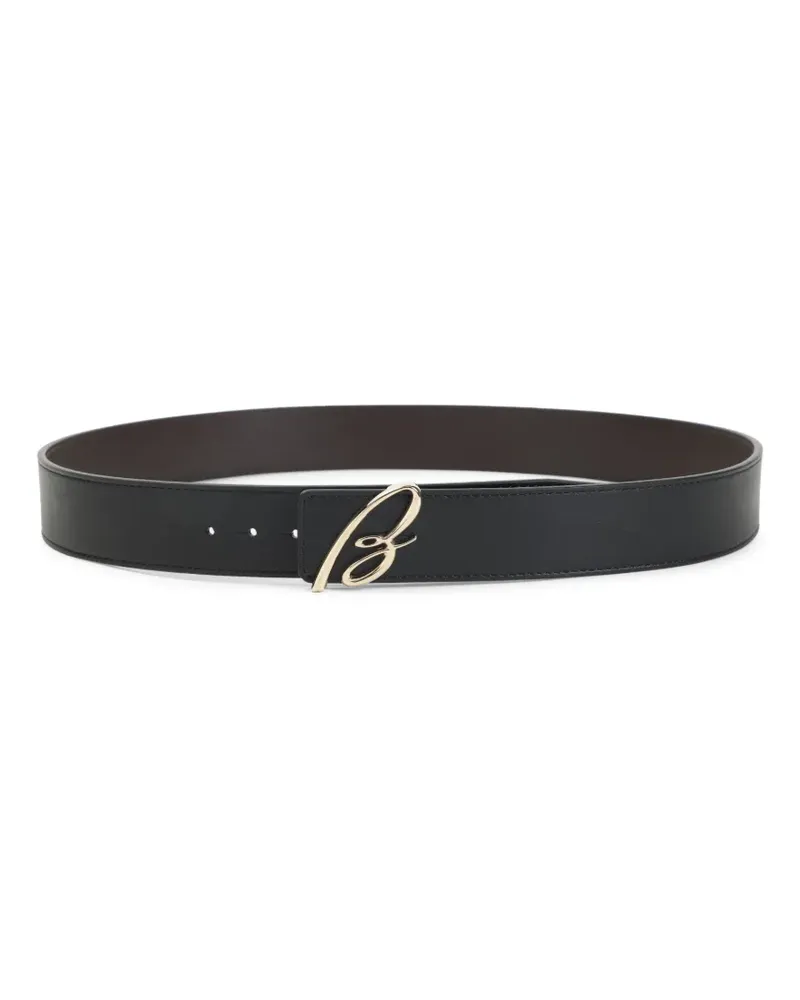 Brioni Ledergürtel mit Logo-Schild - Schwarz Schwarz