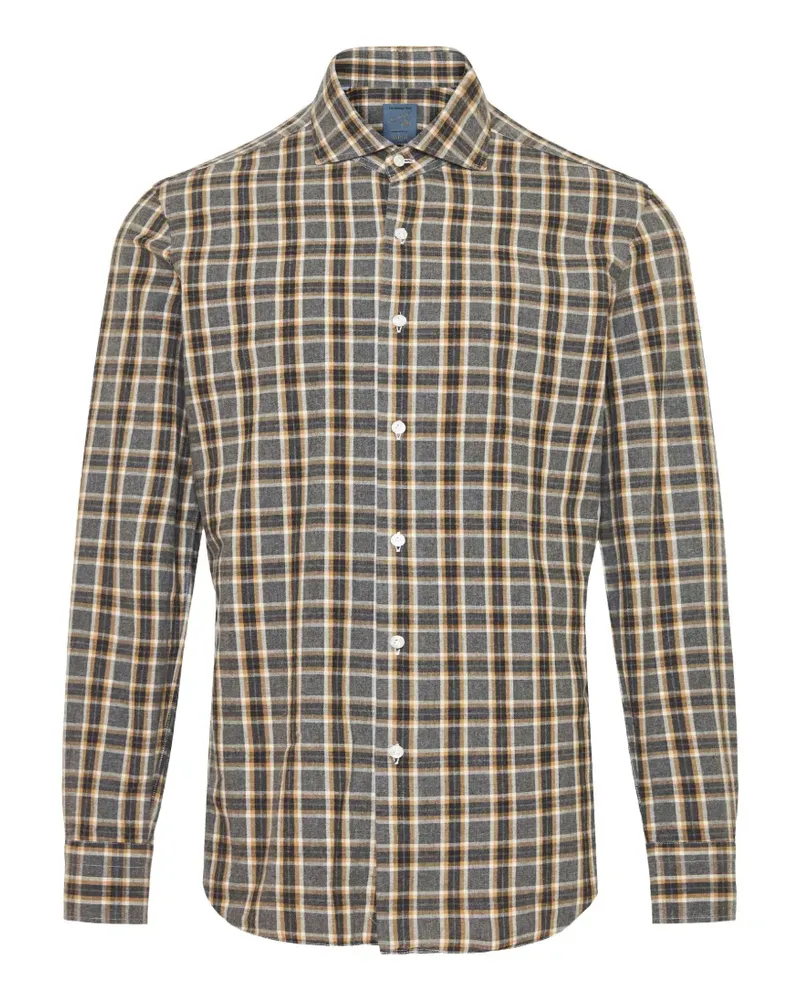 BARBA check-pattern long-sleeve shirt - Grau Grau