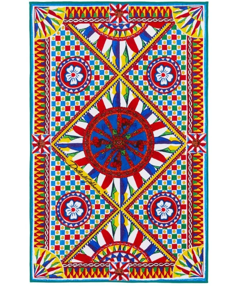 Dolce & Gabbana Frottee-Badematte mit grafischem Print - Gelb Gelb
