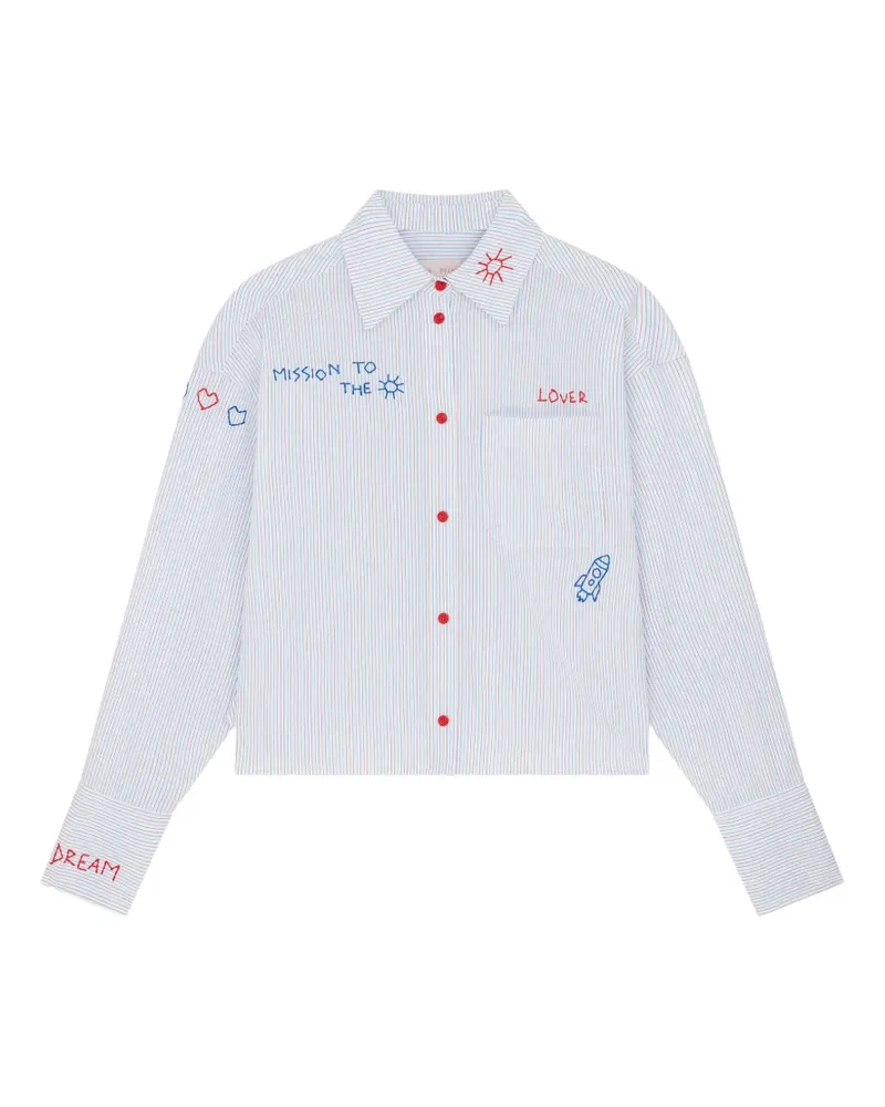 Mira Mikati embroidered pinstripe shirt - Weiß Weiß