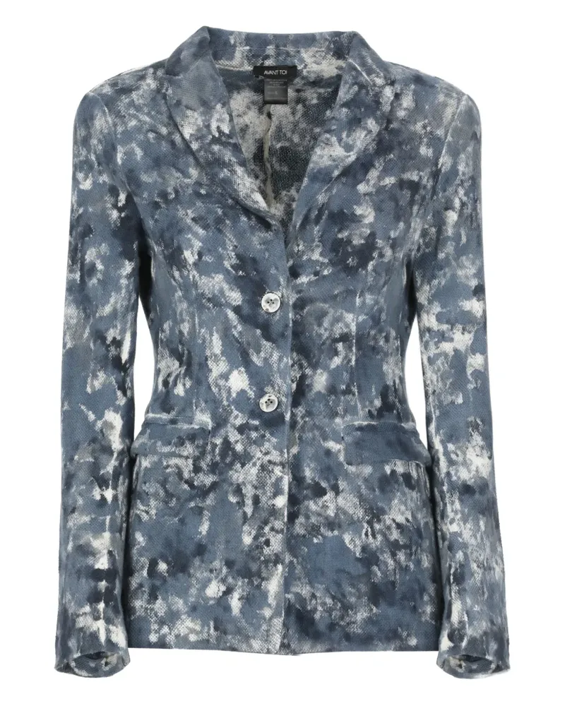 Avant Toi Gemusterter Blazer mit steigendem Revers - Blau Blau