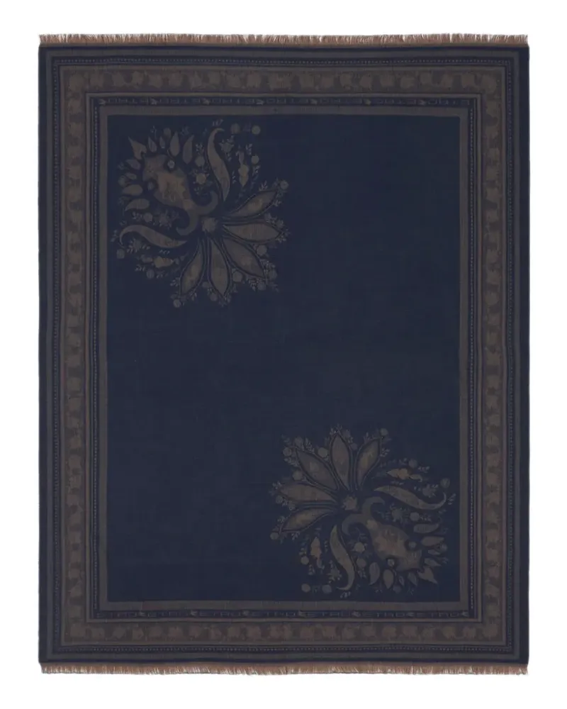 Etro jacquard-woven paisley throw blanket - Blau Blau