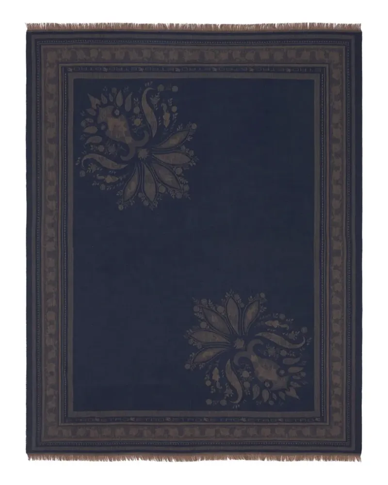 Etro jacquard-woven paisley throw blanket - Blau Blau