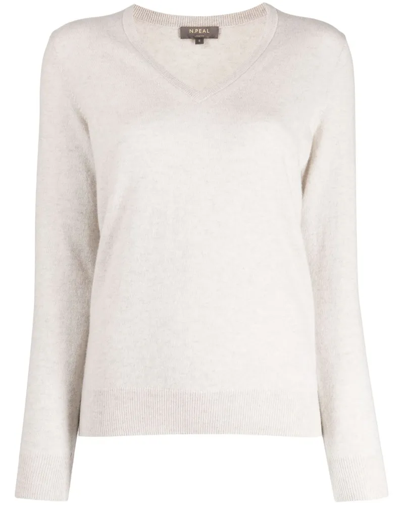 N.Peal Kaschmirpullover mit V-Ausschnitt - Grau Grau