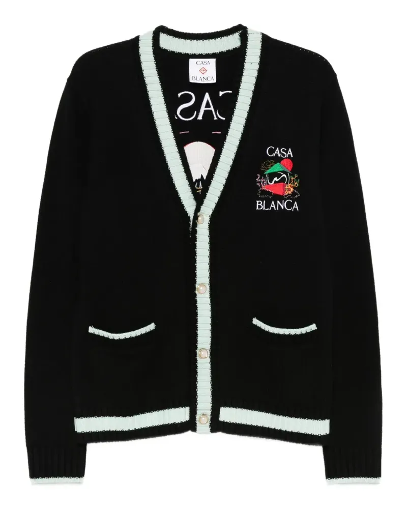 Casablanca Paris Cardigan mit besticktem Einsatz - Schwarz Schwarz