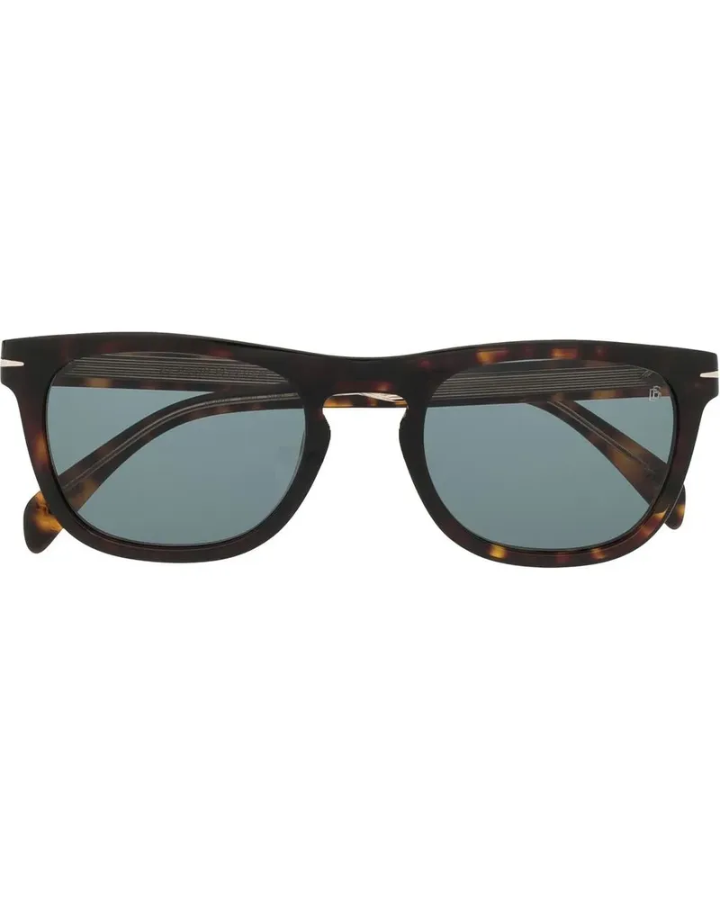 EYEWEAR by DAVID BECKHAM Eckige Sonnenbrille in Schildpattoptik - Braun Braun