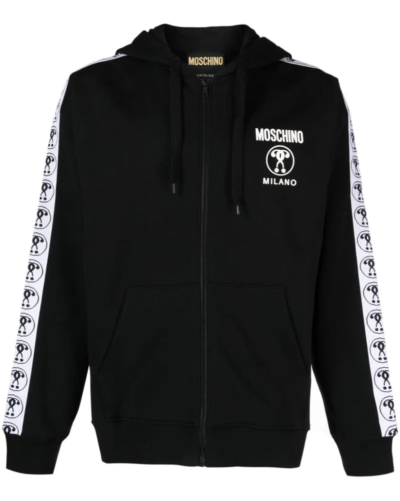 Moschino Kapuzenjacke mit Logo-Streifen Schwarz