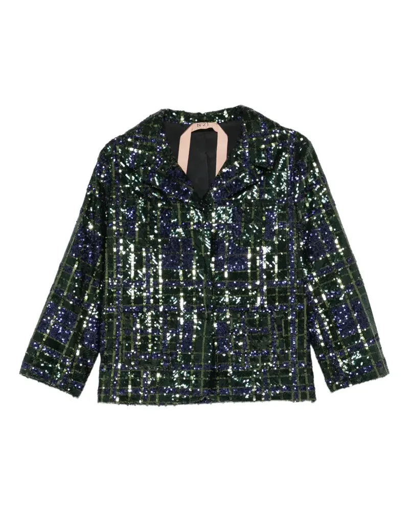 N° 21 sequin-embellished checked-pattern blazer - Grün Grün