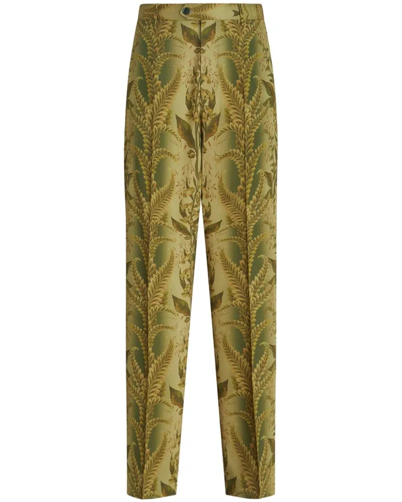 Etro Klassische Hose aus Blatt-Jacquard - Grün Grün