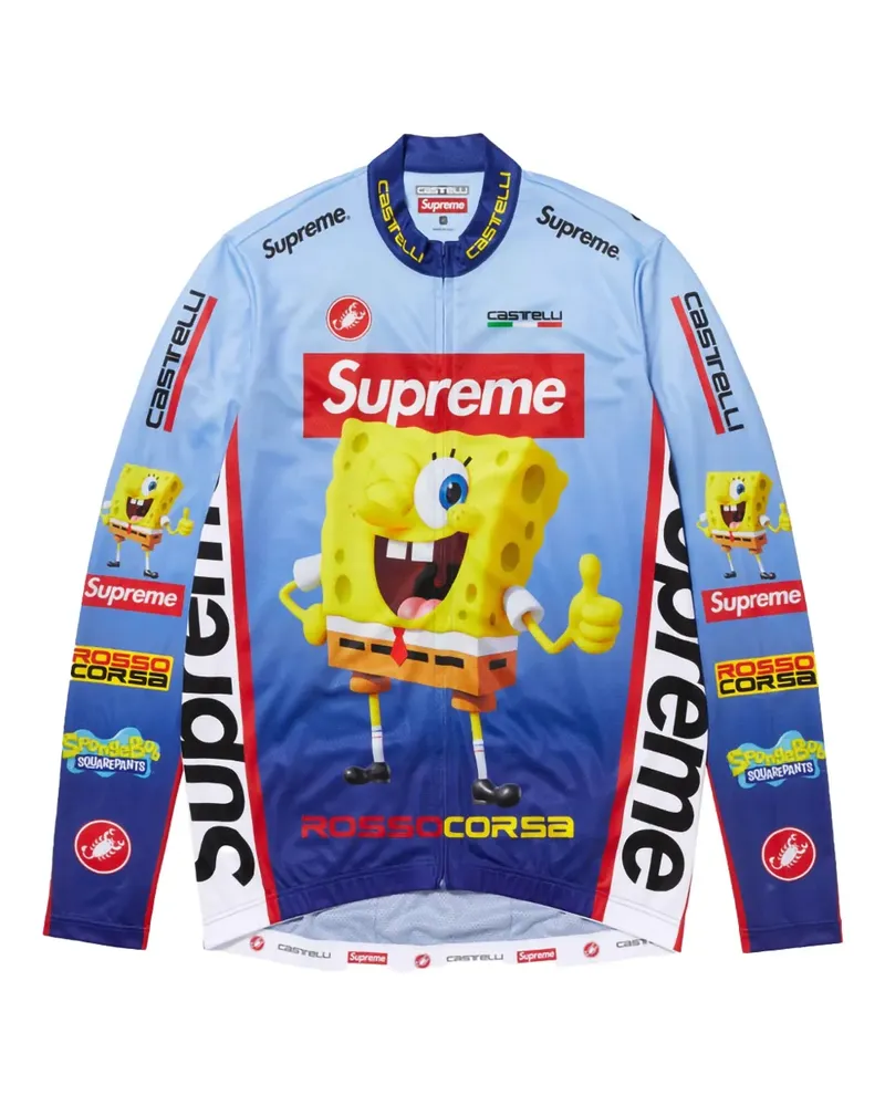 Supreme Being x SpongeBob SquarePants Castelli® "SS 25 - White" Fahrradtrikot - Blau Blau