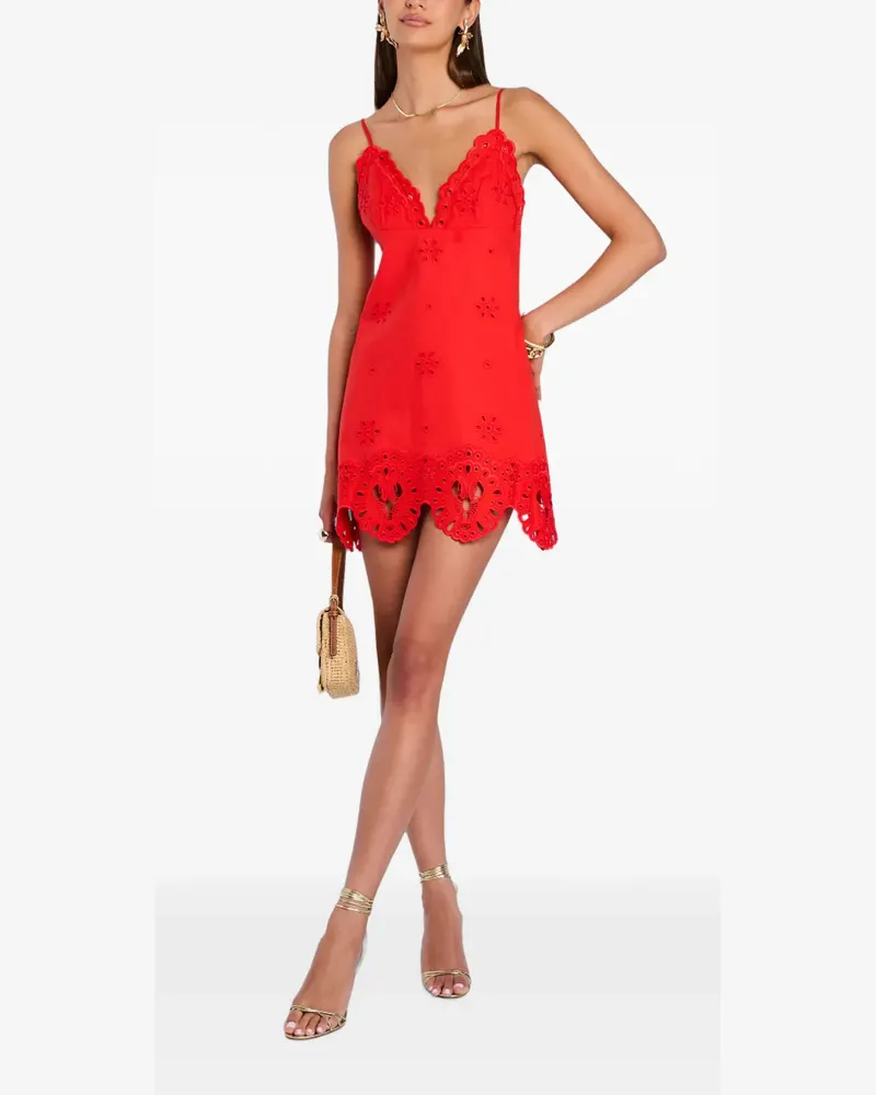 Retrofête Nebullah Minikleid mit Lochstickerei - Rot Rot