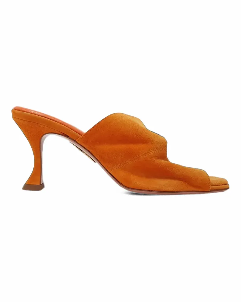 Aquazzura cutout suede mules - Orange Orange