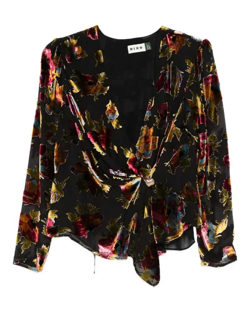 RIXO Everlyn Oberteil mit Blumenmuster - Schwarz Schwarz