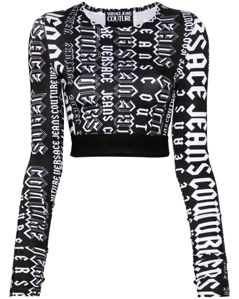 Versace Jeans Logomania Cropped-Top - Schwarz Schwarz