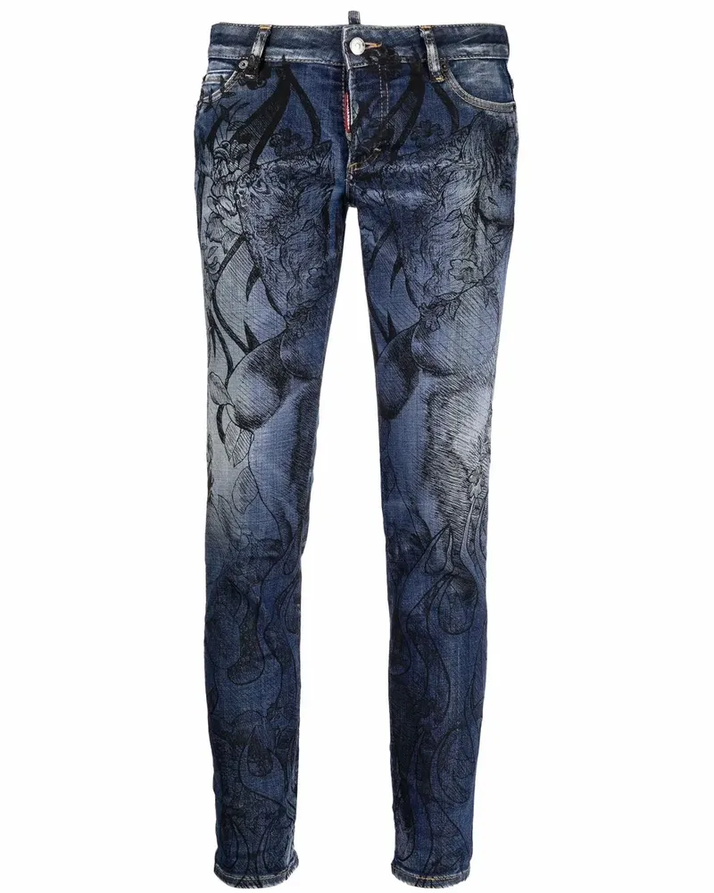 Dsquared2 Skinny-Jeans mit Print - Blau Blau