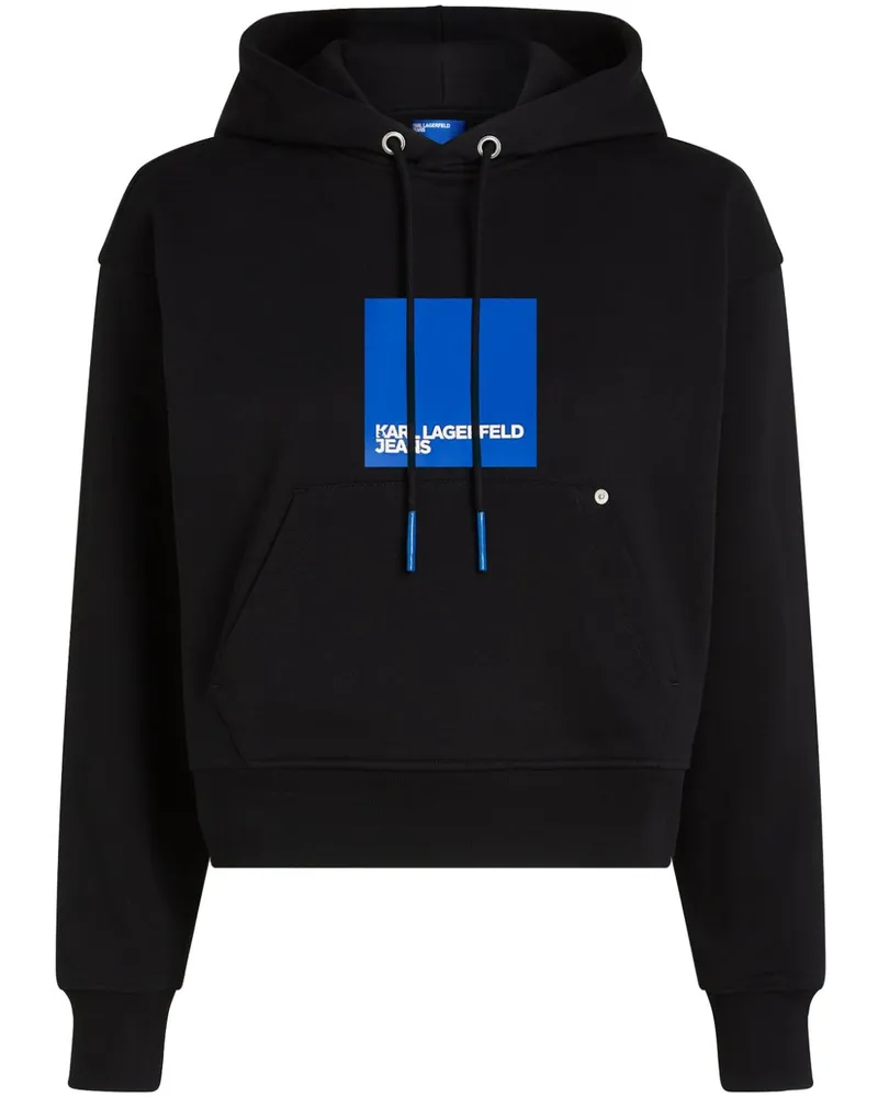 Karl Lagerfeld Hoodie aus Bio-Baumwolle mit Box-Logo Schwarz