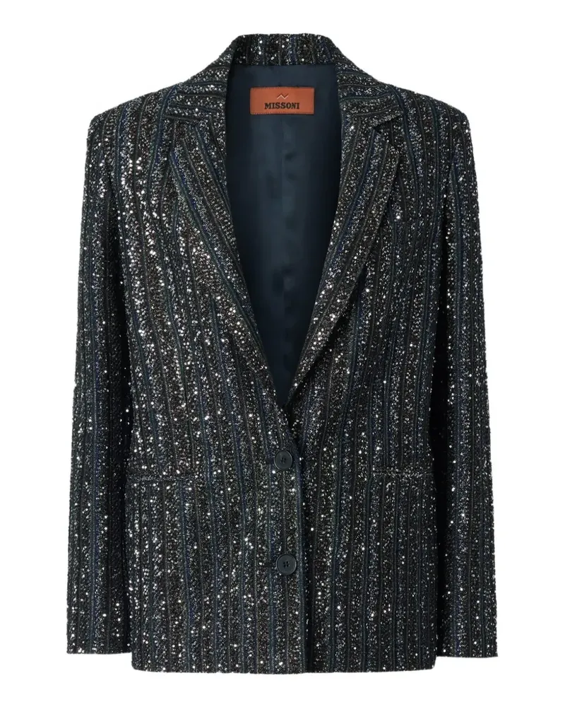 Missoni Gestreifte Bomberjacke mit Pailletten - Blau Blau