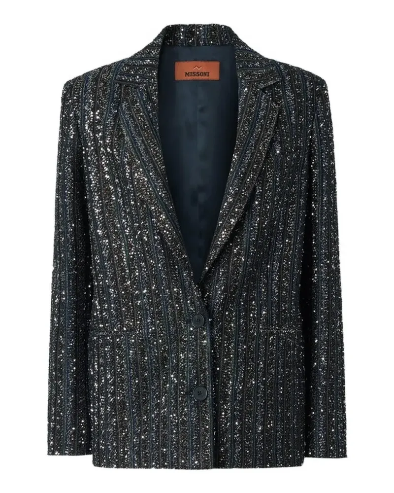 Missoni Gestreifte Bomberjacke mit Pailletten - Blau Blau
