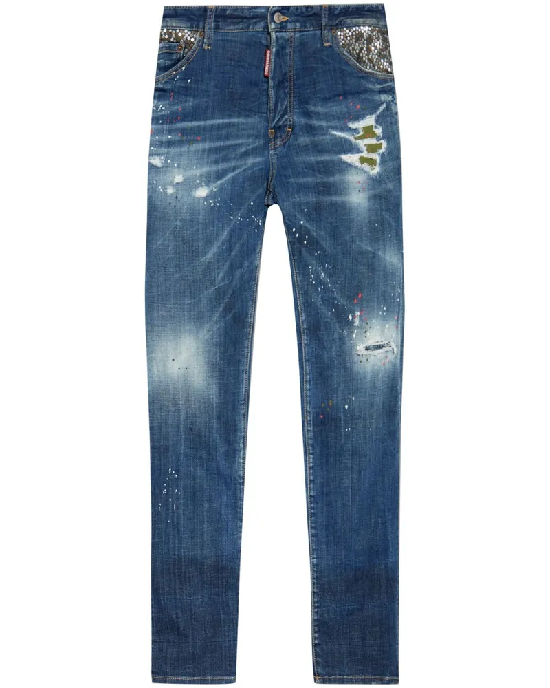 Dsquared2 Gerade Jeans im Distressed-Look - Blau Blau