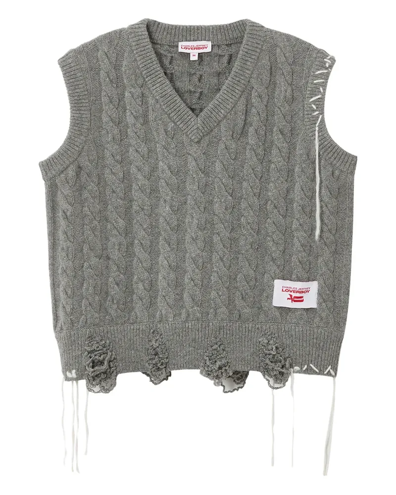 Charles Jeffrey Loverboy cable-knit frayed vest - Grau Grau