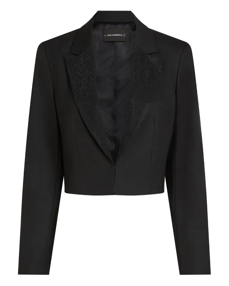 Karl Lagerfeld Cropped-Jacke mit Strassrevers - Schwarz Schwarz