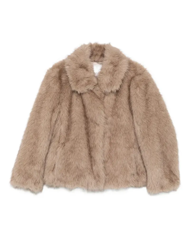 Max Mara faux-fur pointed-collar coat - Braun Braun