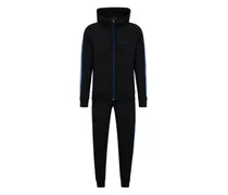 Gestreifter Jogginganzug mit Kapuze - Schwarz