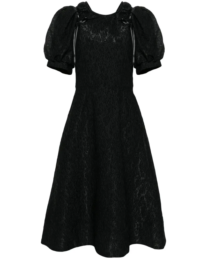 Simone Rocha Midikleid in Knitteroptik mit Cut-Out Schwarz