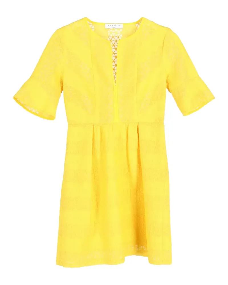 Sandro crew-neck embroidered mini dress - Gelb Gelb