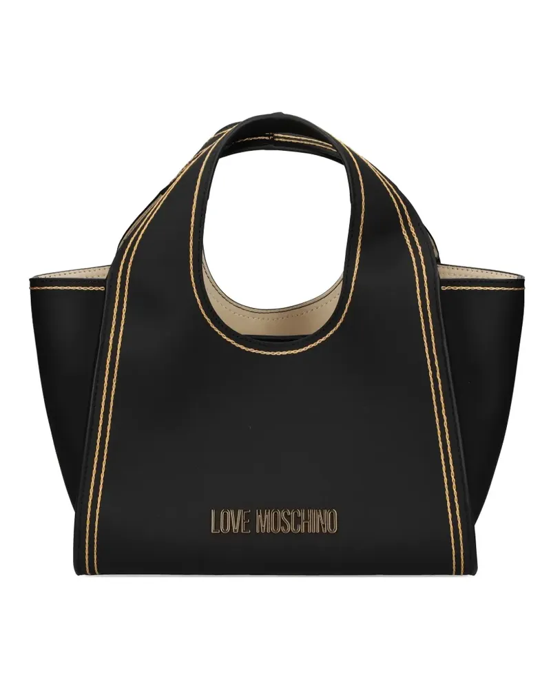 Moschino logo-plaque stitched tote bag - Schwarz Schwarz