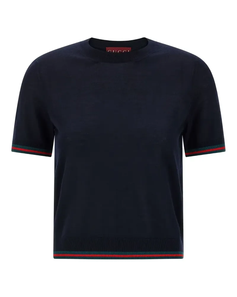 Gucci T-Shirt mit Webstreifen-Besatz - Blau Blau