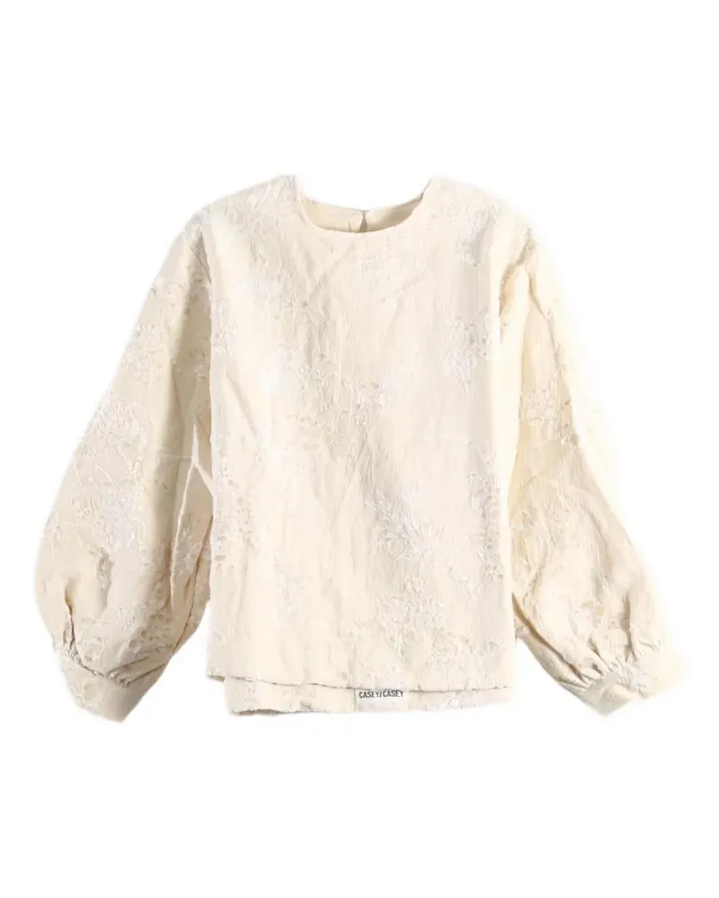 Casey Casey Biggy floral-embroidered long-sleeve top - Nude Nude